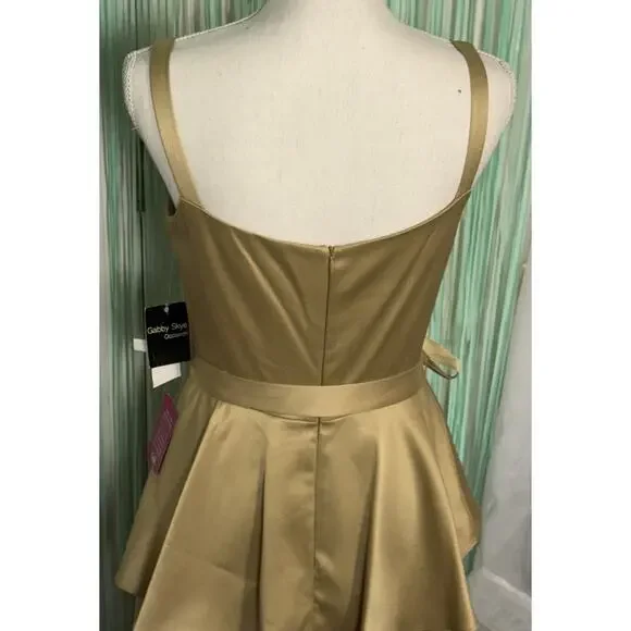 Gabby Skye Occasion Gold Fit & Flare Cocktail Dress, Homecoming, NWT, Size 6 - Picture 5 of 10